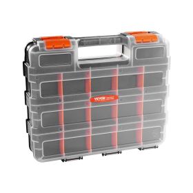 Small Parts Organizer, 34-Compartment Double Side Tools Organizer Box with 24 Removable Dividers