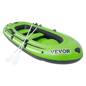 Inflatable Boat, 3-Person Inflatable Fishing Boat, Strong PVC Portable Boat Raft Kayak, 45.6" Aluminum Oars, High-Output Pump, Fishing Rod Holder