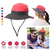 Women Summer Sun Bucket Hats Foldable UV Protection Cotton Cap Wide Brim Floppy Cap Packable Ponytail Mesh Travel Hat For Beach Fishing Camping Travel