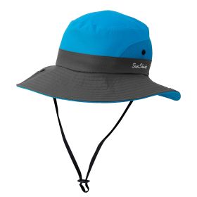 Women Summer Sun Bucket Hats Foldable UV Protection Cotton Cap Wide Brim Floppy Cap Packable Ponytail Mesh Travel Hat For Beach Fishing Camping Travel (Option: Blue)