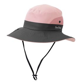 Women Summer Sun Bucket Hats Foldable UV Protection Cotton Cap Wide Brim Floppy Cap Packable Ponytail Mesh Travel Hat For Beach Fishing Camping Travel (Option: Pink)