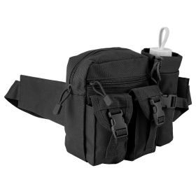 Tactical Waist Bag Utility Pouch Military Hiking Belt Bag w/ Water Bottle Pouch For Fishing Mountaineering Camping Hunting Running Outdoor (Option: Black)