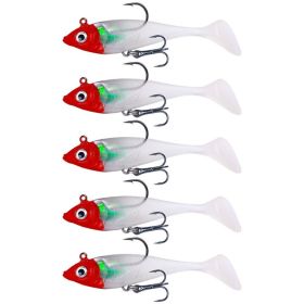 T-Tail Lead Fishing Lure Set for Outdoor Fishing (Color: Red, Type: 5Pcs/Set)